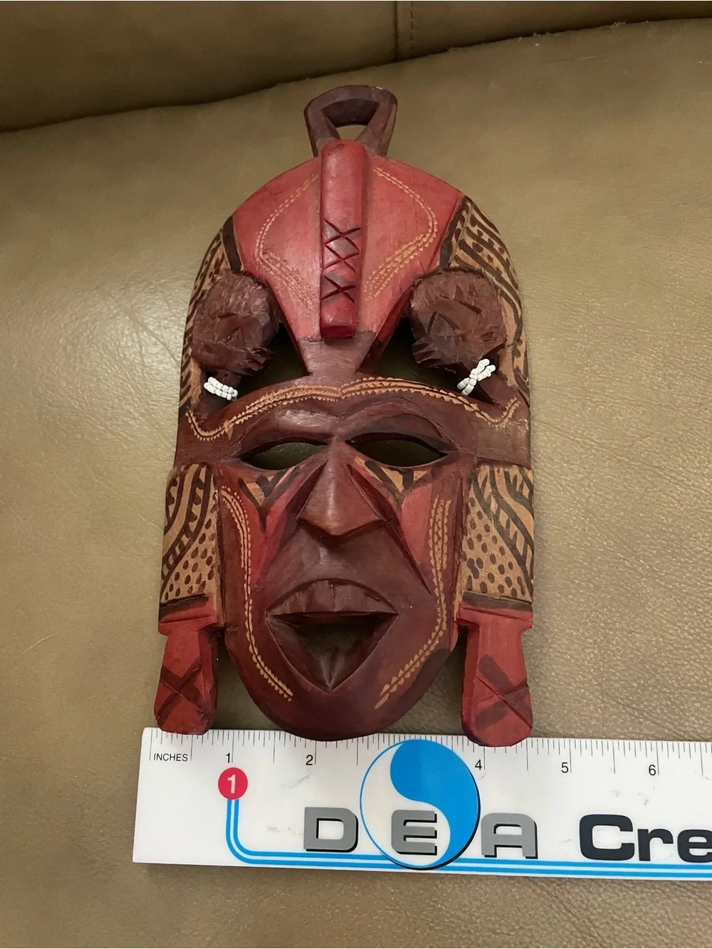 AFRICAN ART CARVING SCULPTURE TRIBAL 9” MASK KENYA FOLKLORE WOODEN